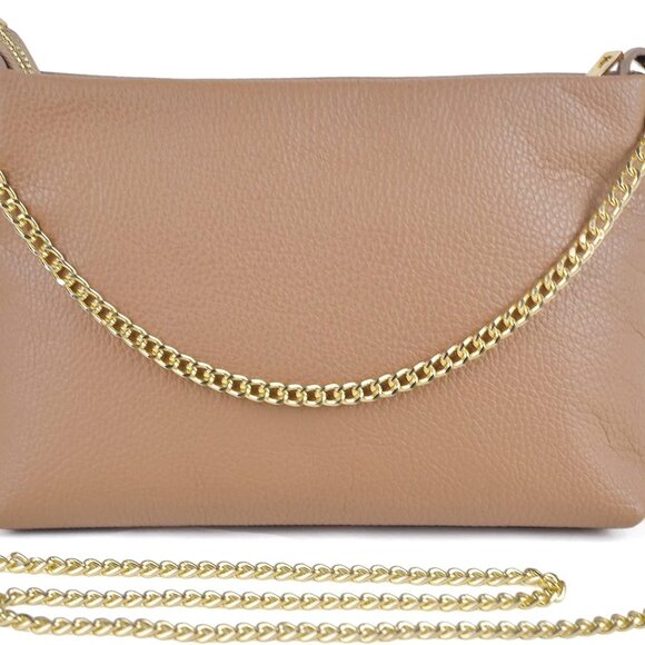 Italian Genuine Leather Handbag for Women Clutch Evening Bag Gold Chain Strap Sh - Picture 1 of 5